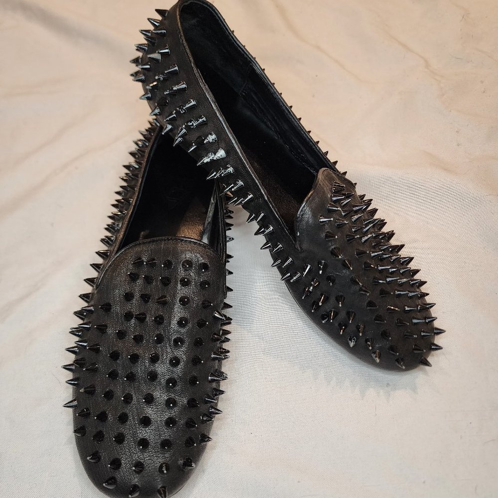 UNIF | Hellraiser Studded Loafers Black With Black Spikes